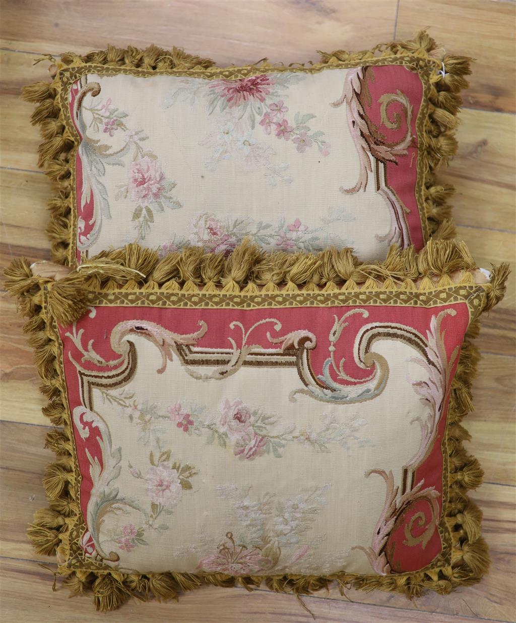 A pair of Aubusson cushions (made from a 19th century Aubusson tapestry)